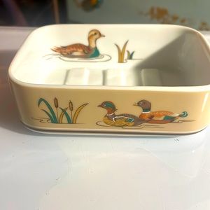 Vintage Wood Ducks Soap Dish Andre Richards Japan 5 inches by 3 inches porcelain